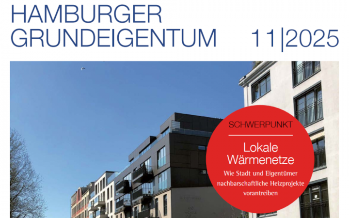 Titel des Magazin Hamburger Grundeigentum mit Hinweis auf Schwerpunkt Lokale Wärmenetze